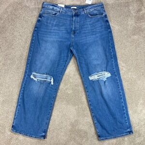 Forever 21 90's Loose Relaxed Fit Skater Jeans Womens 20 Blue Ripped Button Fly
